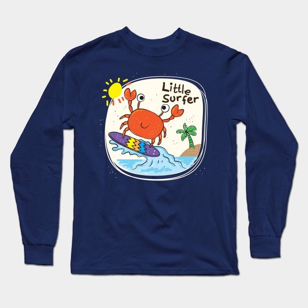 crab little surfer Long Sleeve T-Shirt by Mako Design 